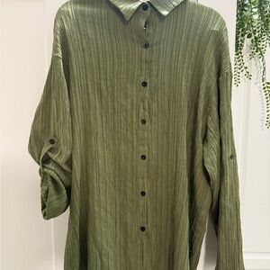 Olive Green Button-Up Shirt